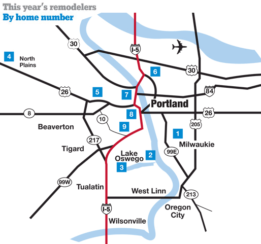 Map of the 2014 Portland Tour of Remodeled Homes